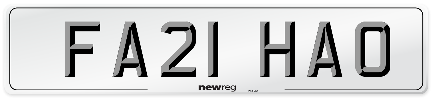 FA21 HAO Number Plate from New Reg
